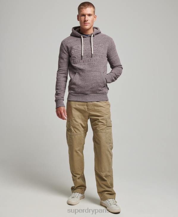 Superdry Hommes sweat à capuche à logo embossé D64Z573 vêtements brun