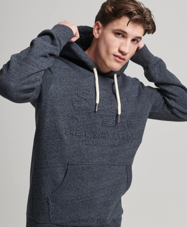 Superdry Hommes sweat à capuche à logo embossé D64Z767 vêtements marine