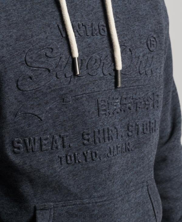 Superdry Hommes sweat à capuche à logo embossé D64Z767 vêtements marine