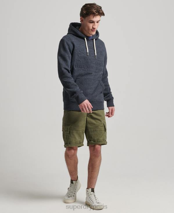 Superdry Hommes sweat à capuche à logo embossé D64Z767 vêtements marine