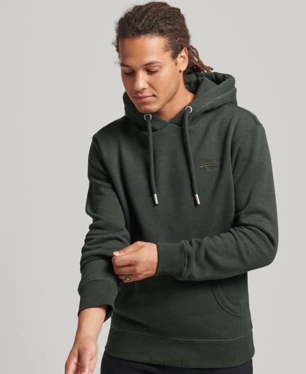 Superdry Hommes sweat à capuche à logo essentiel en coton biologique D64Z5081 vêtements vert
