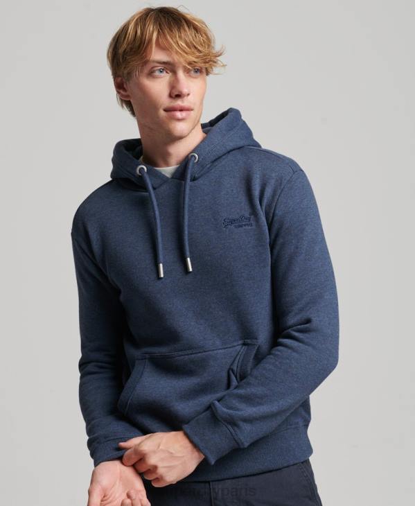Superdry Hommes sweat à capuche à logo essentiel en coton biologique D64Z521 vêtements marine