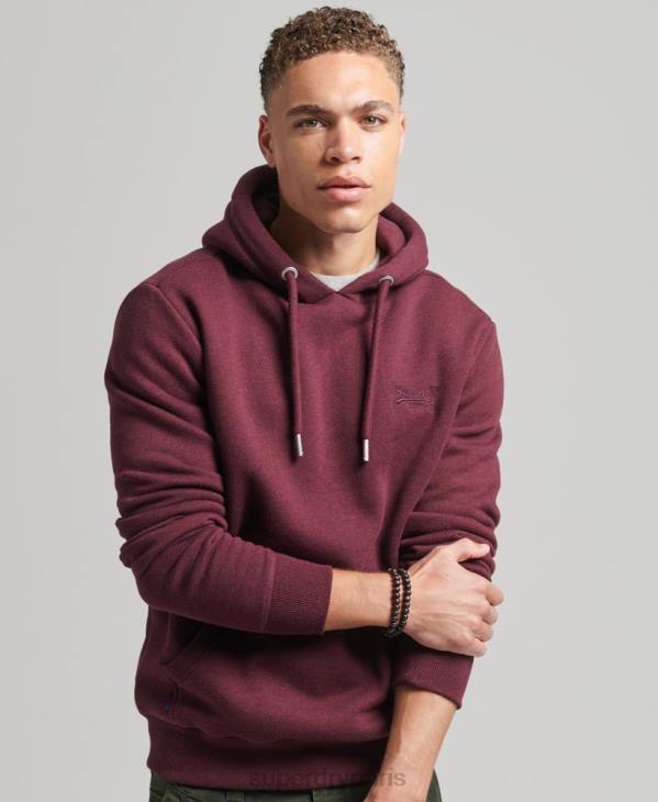 Superdry Hommes sweat à capuche à logo essentiel en coton biologique D64Z522 vêtements rouge