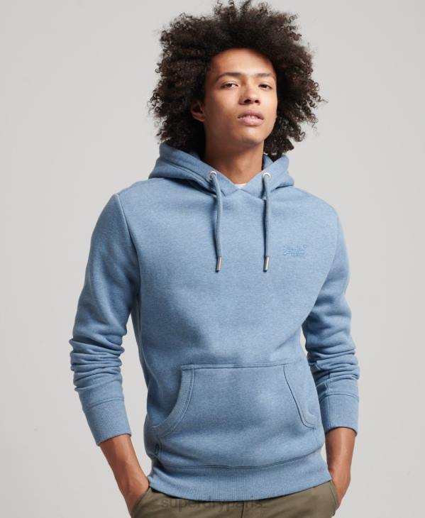 Superdry Hommes sweat à capuche à logo essentiel en coton biologique D64Z552 vêtements bleu clair