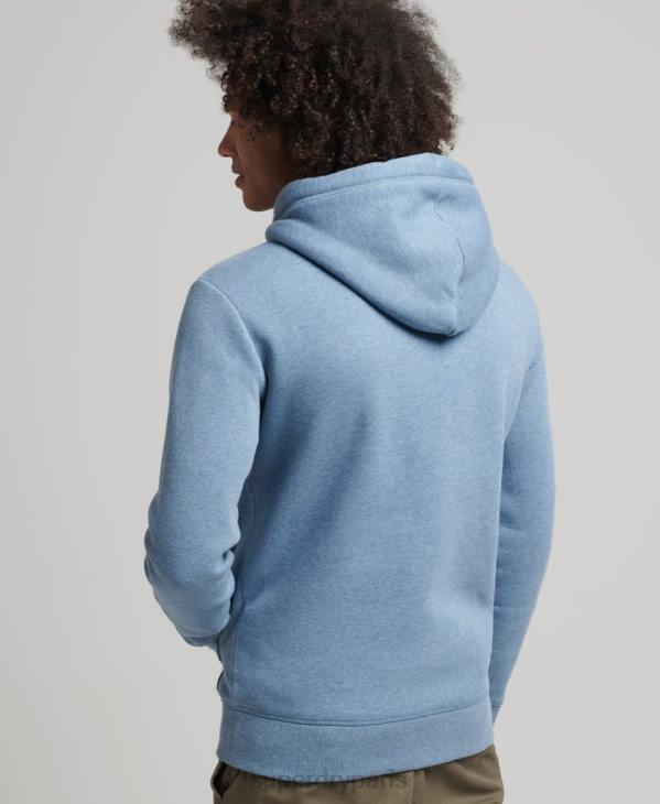 Superdry Hommes sweat à capuche à logo essentiel en coton biologique D64Z552 vêtements bleu clair