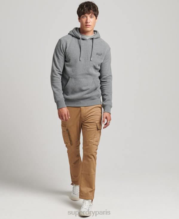 Superdry Hommes sweat à capuche à logo essentiel en coton biologique D64Z560 vêtements gris