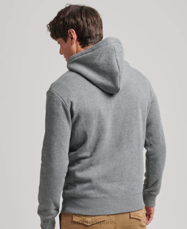 Superdry Hommes sweat à capuche à logo essentiel en coton biologique D64Z560 vêtements gris