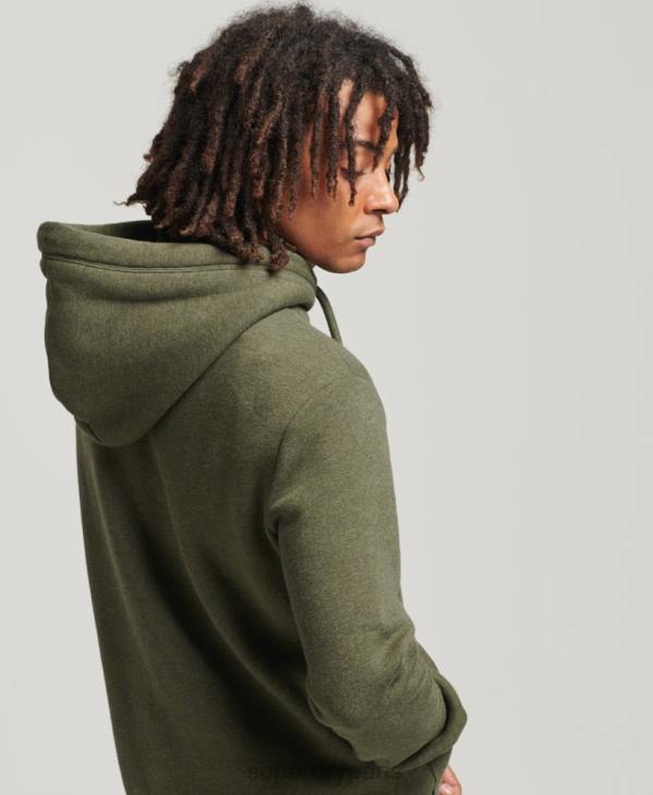 Superdry Hommes sweat à capuche à logo essentiel en coton biologique D64Z566 vêtements kaki