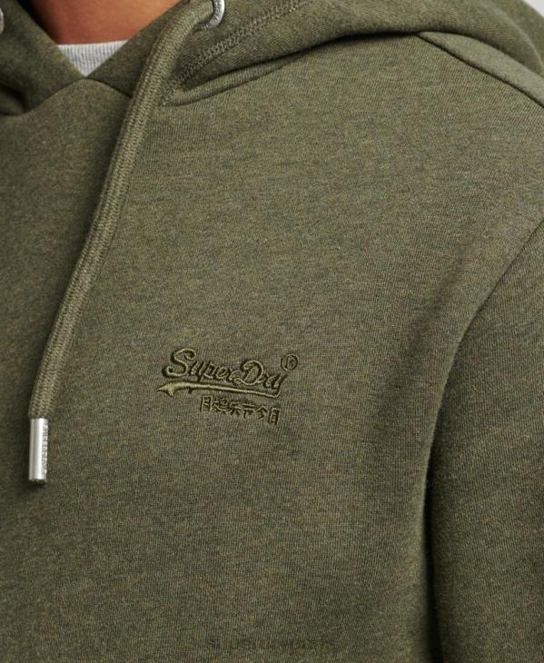 Superdry Hommes sweat à capuche à logo essentiel en coton biologique D64Z566 vêtements kaki