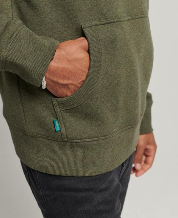 Superdry Hommes sweat à capuche à logo essentiel en coton biologique D64Z566 vêtements kaki