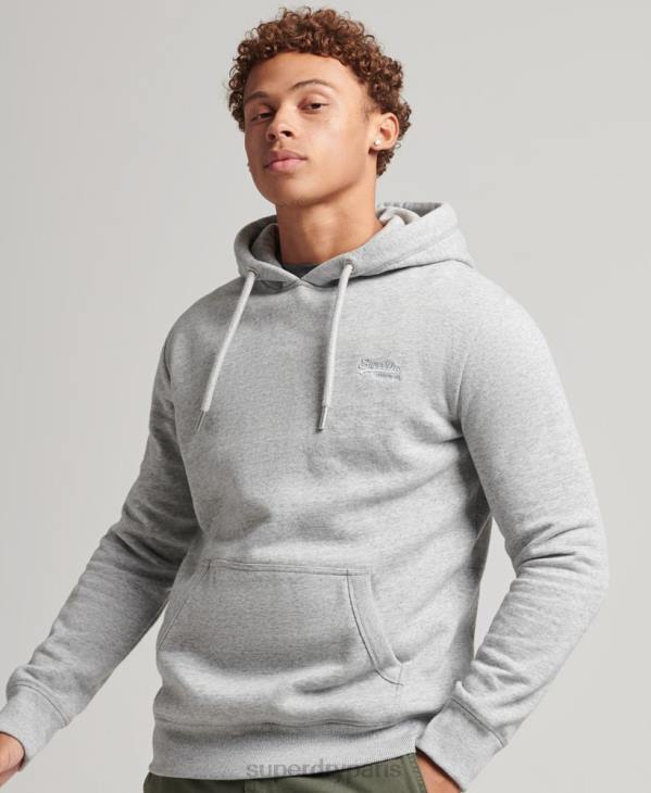 Superdry Hommes sweat à capuche à logo essentiel en coton biologique D64Z567 vêtements gris