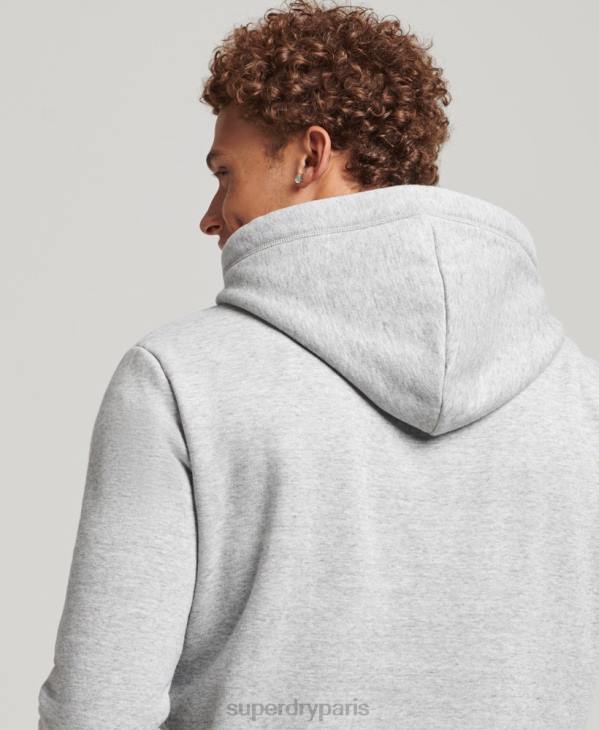 Superdry Hommes sweat à capuche à logo essentiel en coton biologique D64Z567 vêtements gris