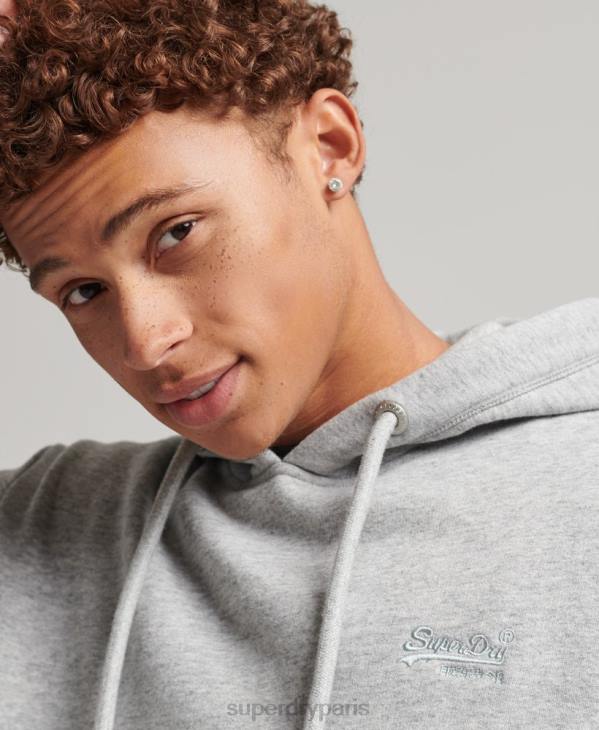 Superdry Hommes sweat à capuche à logo essentiel en coton biologique D64Z567 vêtements gris