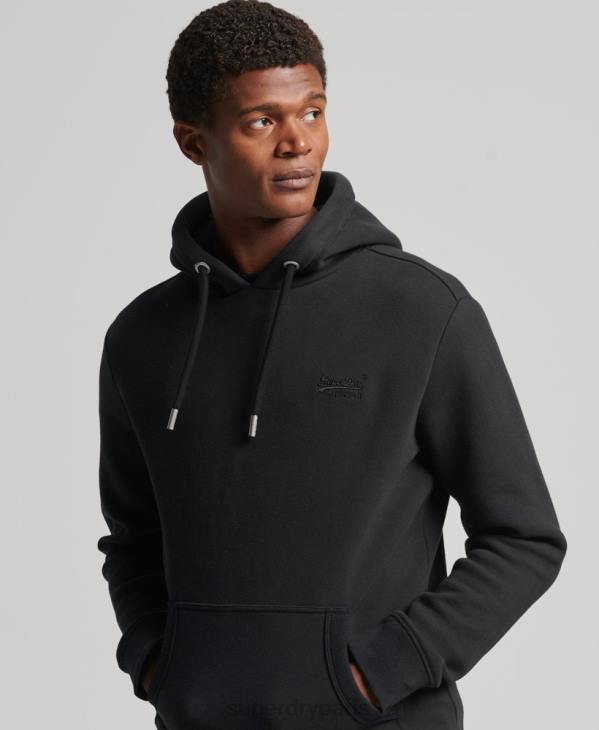 Superdry Hommes sweat à capuche à logo essentiel en coton biologique D64Z590 vêtements noir