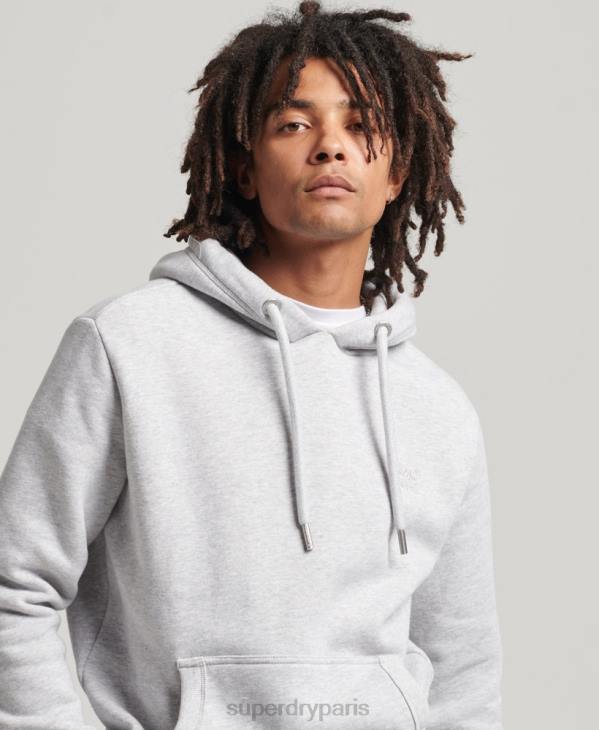 Superdry Hommes sweat à capuche à logo essentiel en coton biologique D64Z616 vêtements gris clair