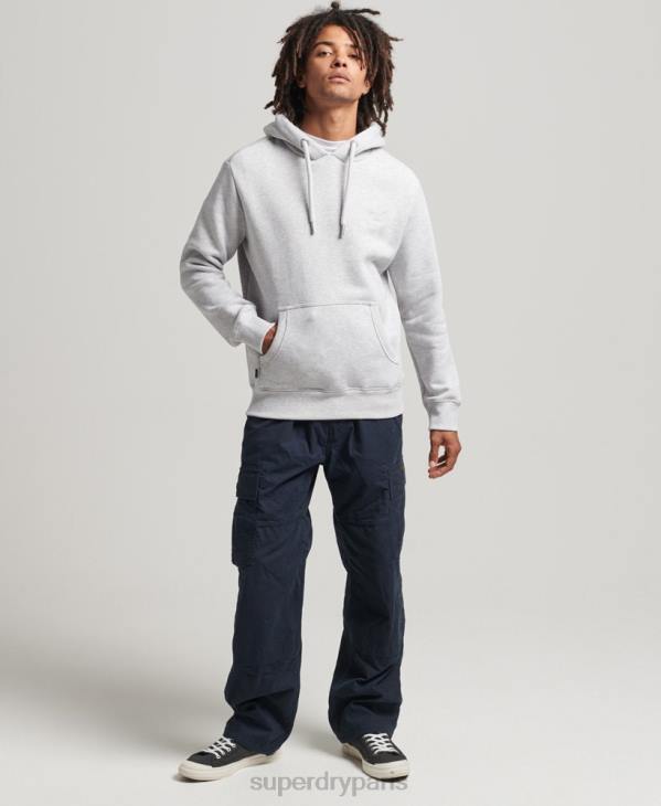 Superdry Hommes sweat à capuche à logo essentiel en coton biologique D64Z616 vêtements gris clair