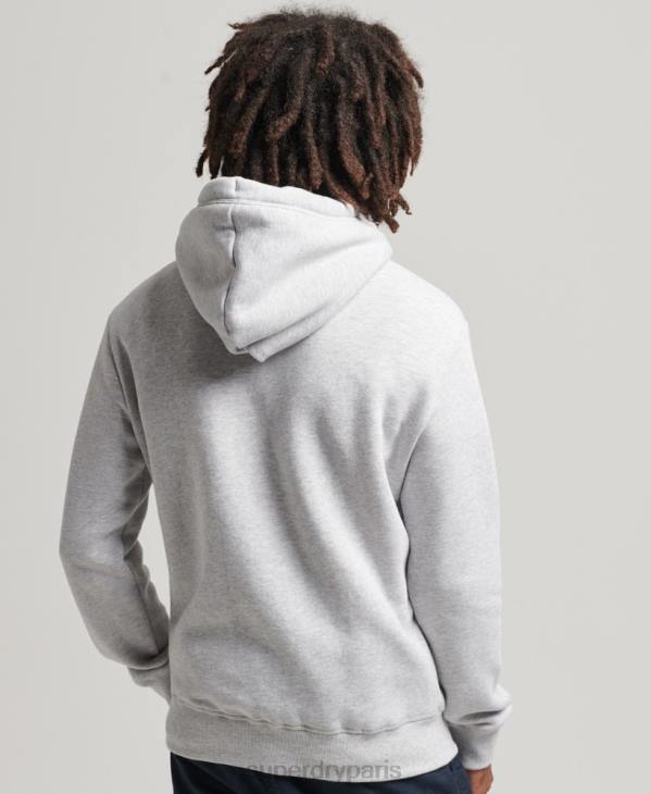 Superdry Hommes sweat à capuche à logo essentiel en coton biologique D64Z616 vêtements gris clair