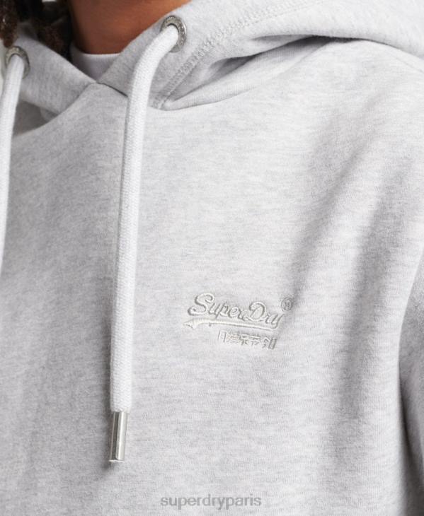 Superdry Hommes sweat à capuche à logo essentiel en coton biologique D64Z616 vêtements gris clair