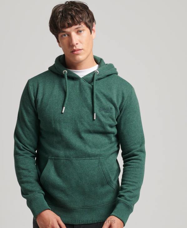 Superdry Hommes sweat à capuche à logo essentiel en coton biologique D64Z727 vêtements vert