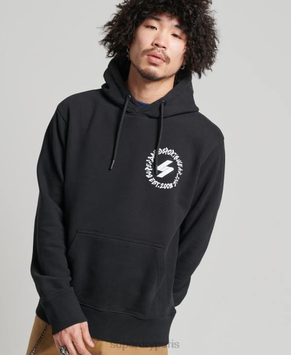 Superdry Hommes sweat à capuche à logo globe D64Z5119 vêtements noir