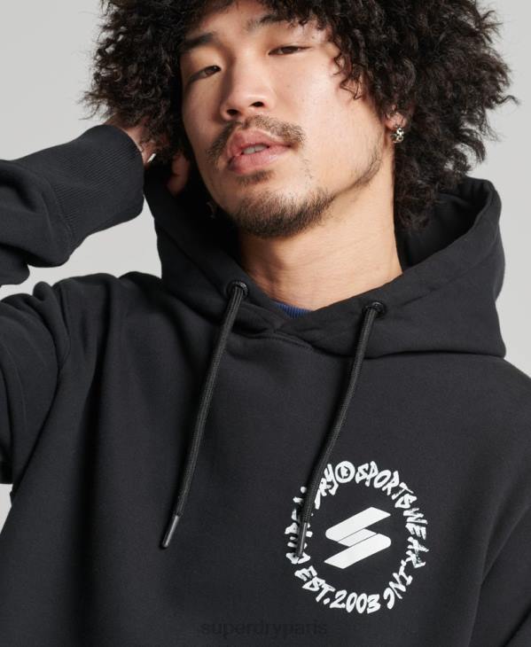 Superdry Hommes sweat à capuche à logo globe D64Z5119 vêtements noir