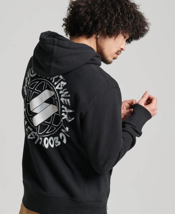 Superdry Hommes sweat à capuche à logo globe D64Z5119 vêtements noir