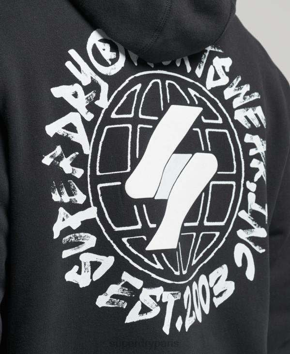 Superdry Hommes sweat à capuche à logo globe D64Z5119 vêtements noir