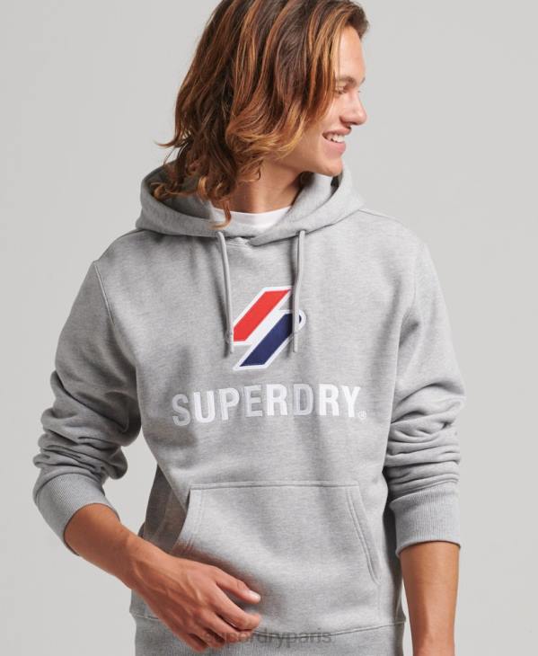 Superdry Hommes sweat à capuche à logo superposé D64Z5115 vêtements gris
