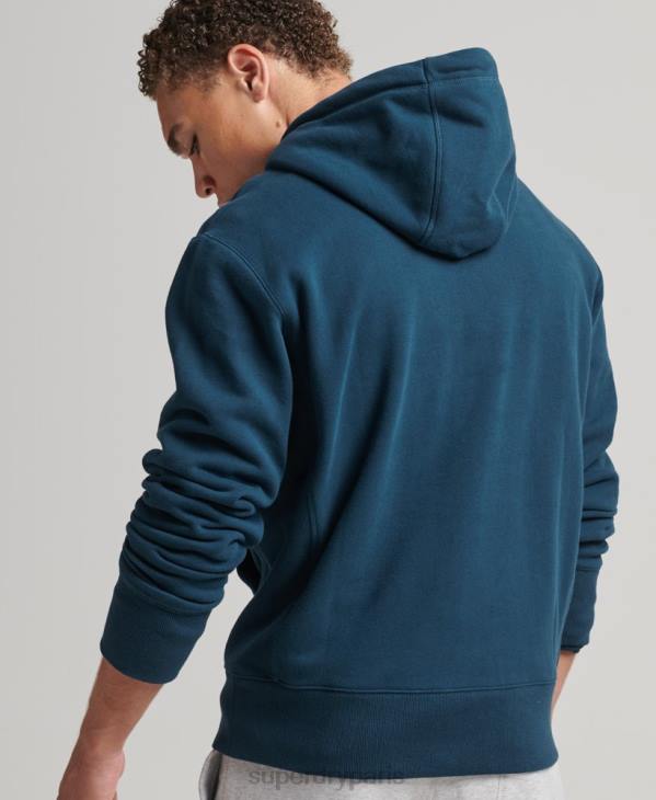 Superdry Hommes sweat à capuche à logo superposé D64Z5161 vêtements bleu foncé