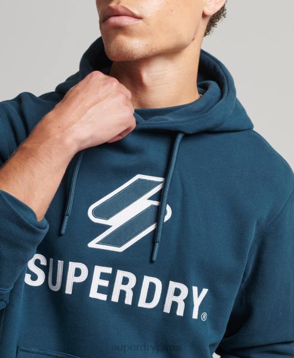 Superdry Hommes sweat à capuche à logo superposé D64Z5161 vêtements bleu foncé