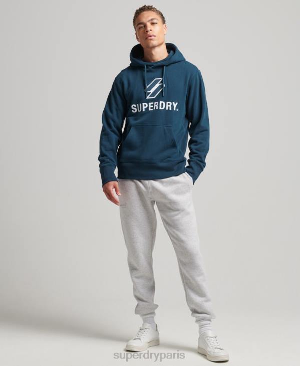 Superdry Hommes sweat à capuche à logo superposé D64Z5161 vêtements bleu foncé