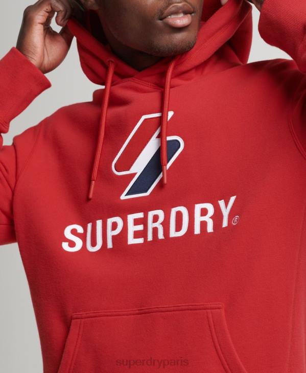 Superdry Hommes sweat à capuche à logo superposé D64Z5194 vêtements rouge