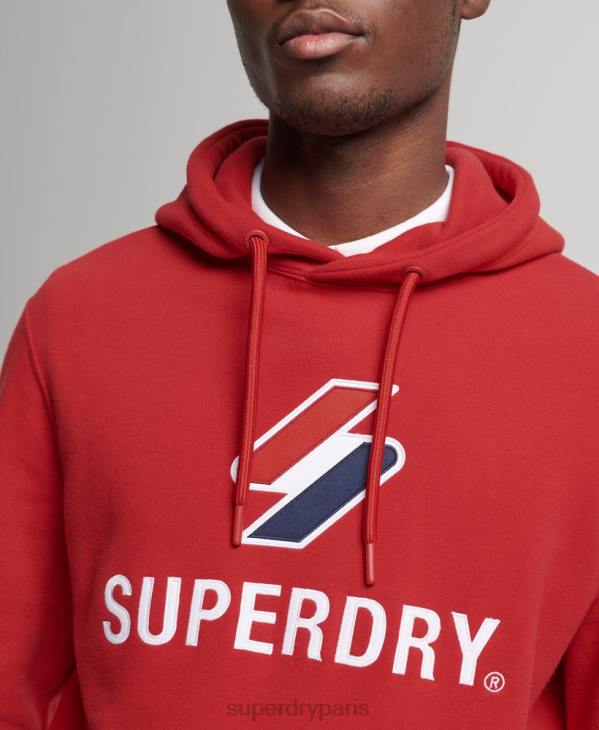 Superdry Hommes sweat à capuche à logo superposé D64Z5194 vêtements rouge