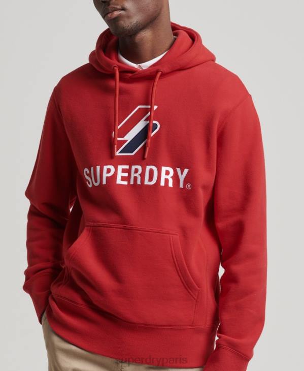 Superdry Hommes sweat à capuche à logo superposé D64Z5194 vêtements rouge