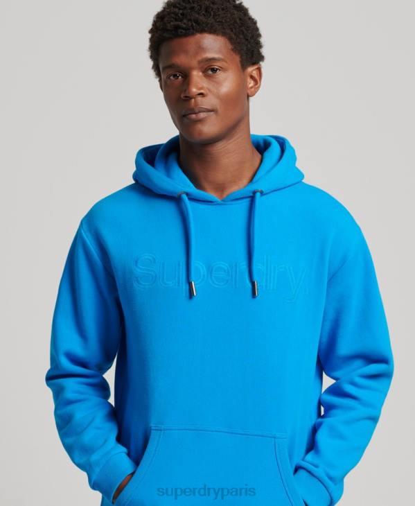 Superdry Hommes sweat à capuche à logo ton sur ton brodé D64Z5100 vêtements bleu