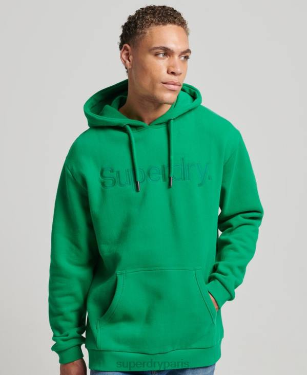 Superdry Hommes sweat à capuche à logo ton sur ton brodé D64Z5177 vêtements vert