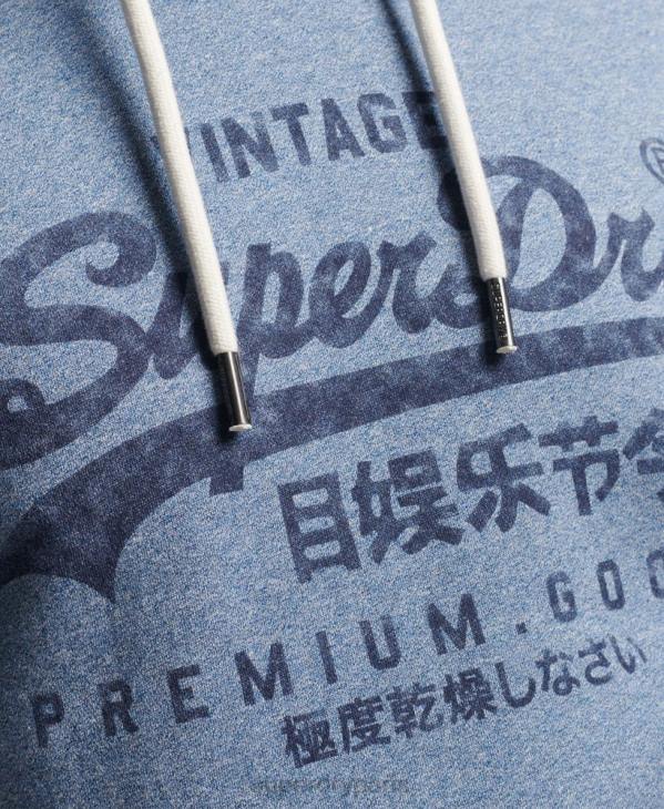 Superdry Hommes sweat à capuche à logo vintage D64Z488 vêtements bleu clair
