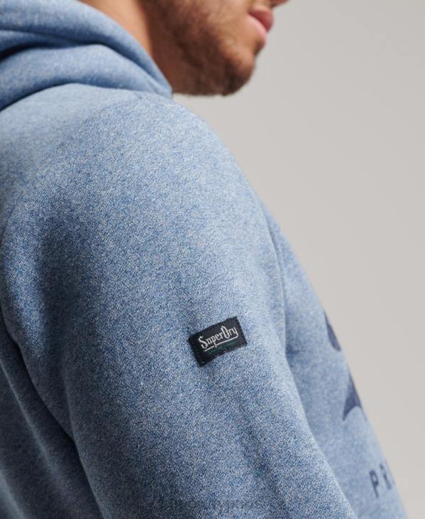 Superdry Hommes sweat à capuche à logo vintage D64Z488 vêtements bleu clair