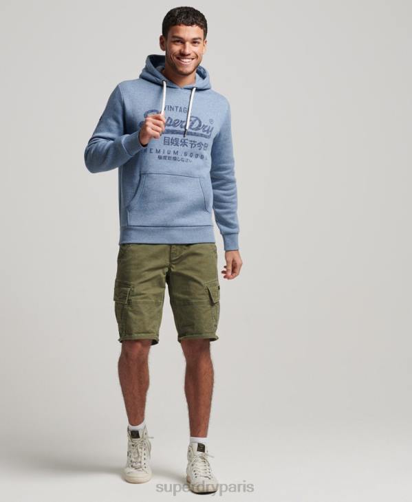 Superdry Hommes sweat à capuche à logo vintage D64Z488 vêtements bleu clair