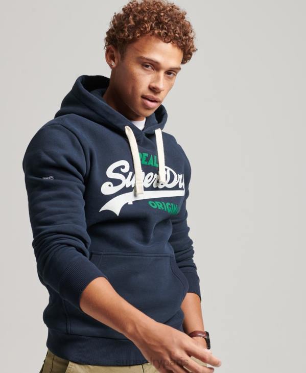 Superdry Hommes sweat à capuche à logo vintage D64Z5035 vêtements marine