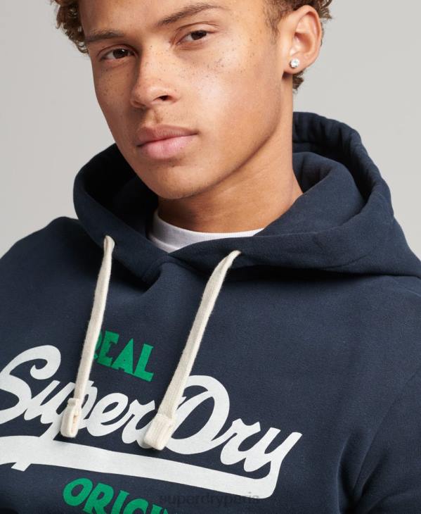 Superdry Hommes sweat à capuche à logo vintage D64Z5035 vêtements marine