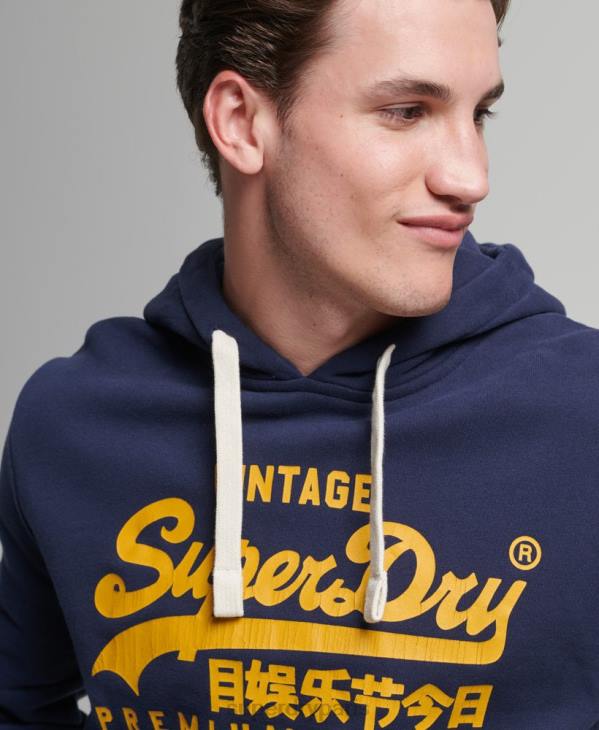 Superdry Hommes sweat à capuche à logo vintage D64Z5045 vêtements marine