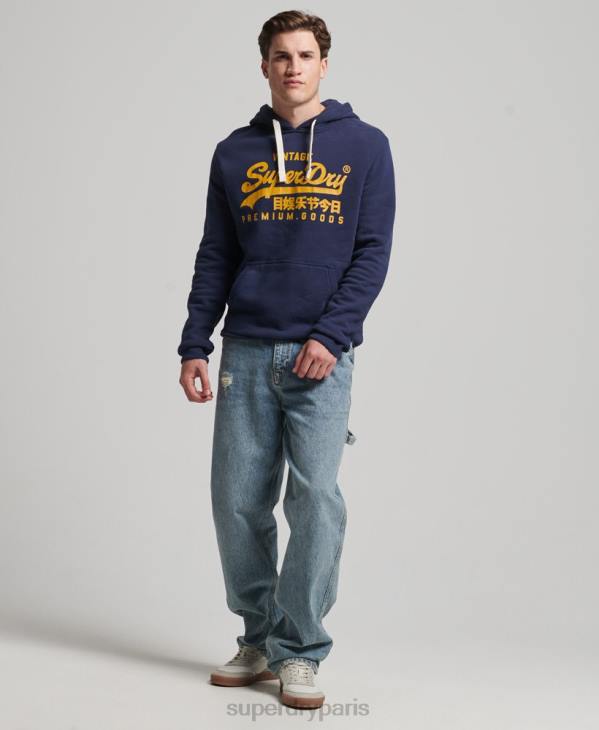 Superdry Hommes sweat à capuche à logo vintage D64Z5045 vêtements marine