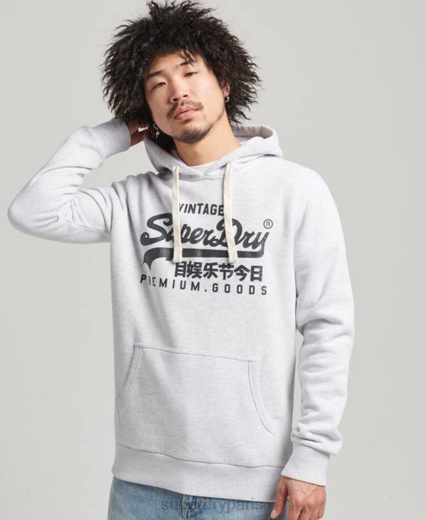 Superdry Hommes sweat à capuche à logo vintage D64Z5082 vêtements gris clair