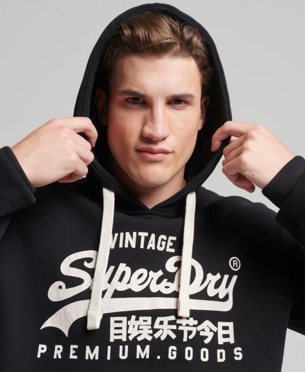 Superdry Hommes sweat à capuche à logo vintage D64Z5093 vêtements noir