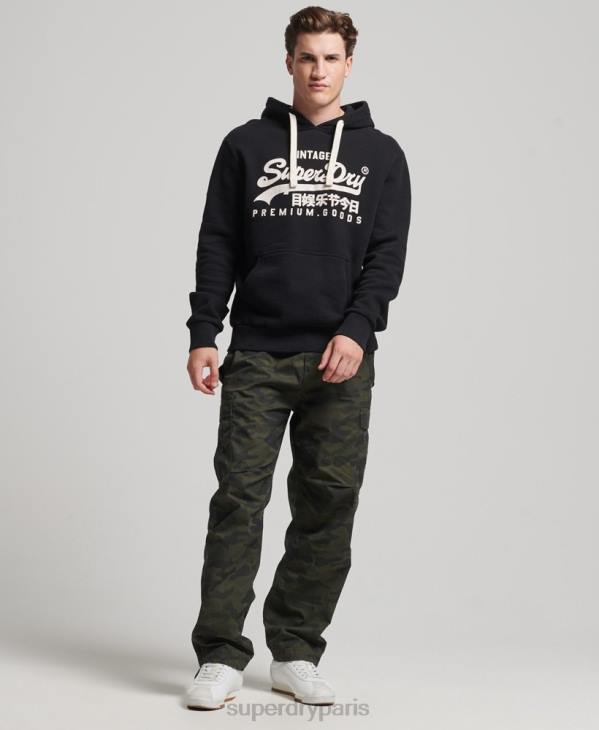 Superdry Hommes sweat à capuche à logo vintage D64Z5093 vêtements noir
