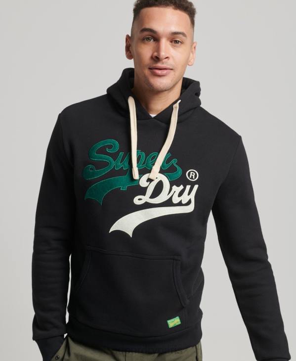 Superdry Hommes sweat à capuche à logo vintage D64Z5145 vêtements noir