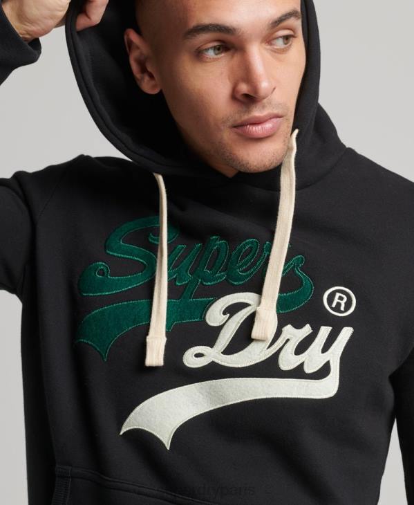Superdry Hommes sweat à capuche à logo vintage D64Z5145 vêtements noir