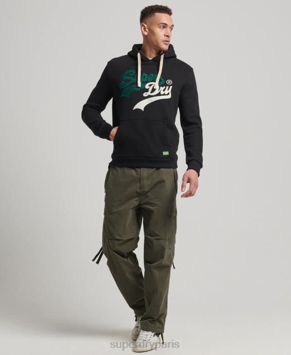 Superdry Hommes sweat à capuche à logo vintage D64Z5145 vêtements noir