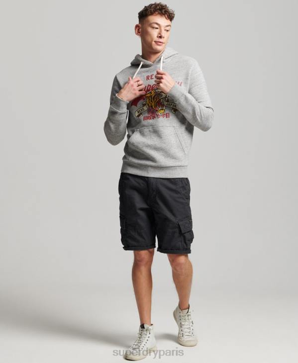 Superdry Hommes sweat à capuche à logo vintage D64Z515 vêtements gris